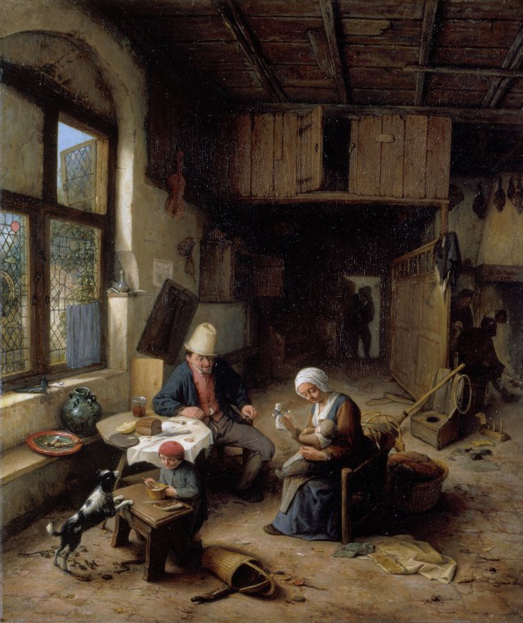 Adriaen van Ostade (1610-1685) El interior de la cabaña de un campesino