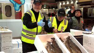 La ‘patrulla noruega del Skrei’ supervisa en Mercamadrid la calidad del ‘rey de los bacalaos’